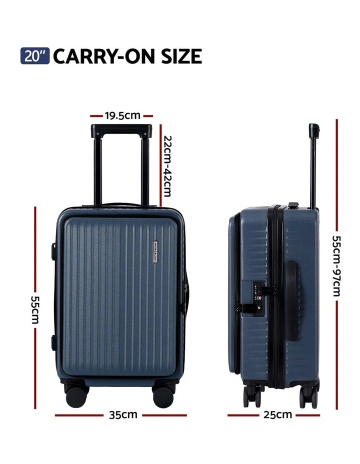 Carry On Front Pocket Luggage Suitcase in Navy image 4