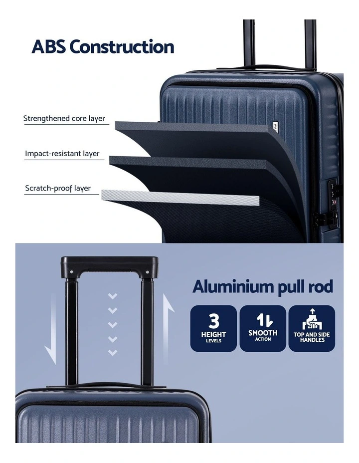 Carry On Front Pocket Luggage Suitcase in Navy image 7