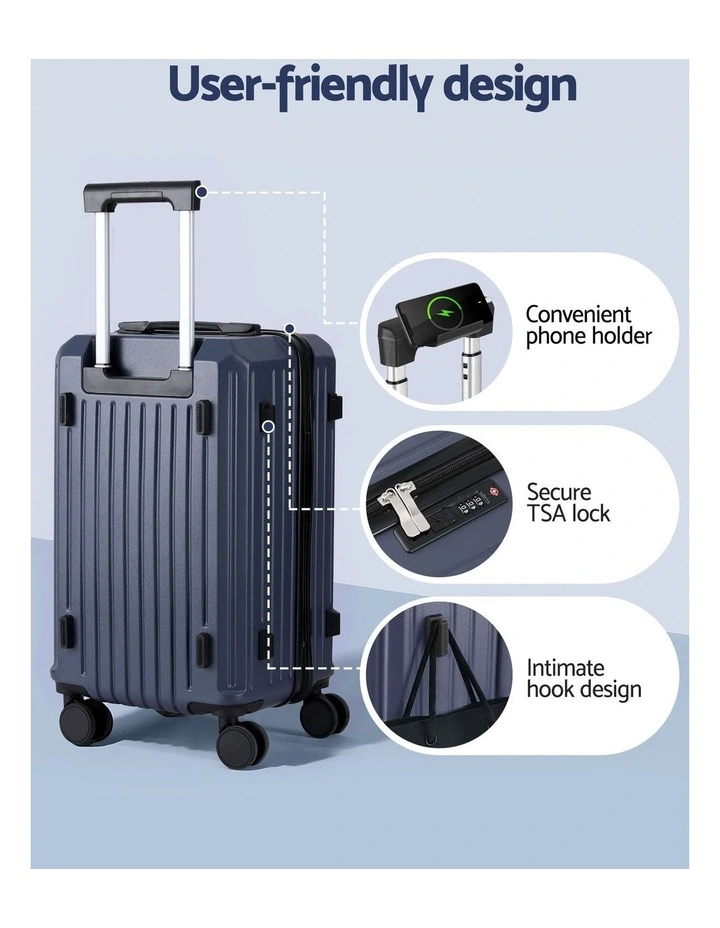 Trunk Luggage Suitcase 2 Pieces in Navy image 6