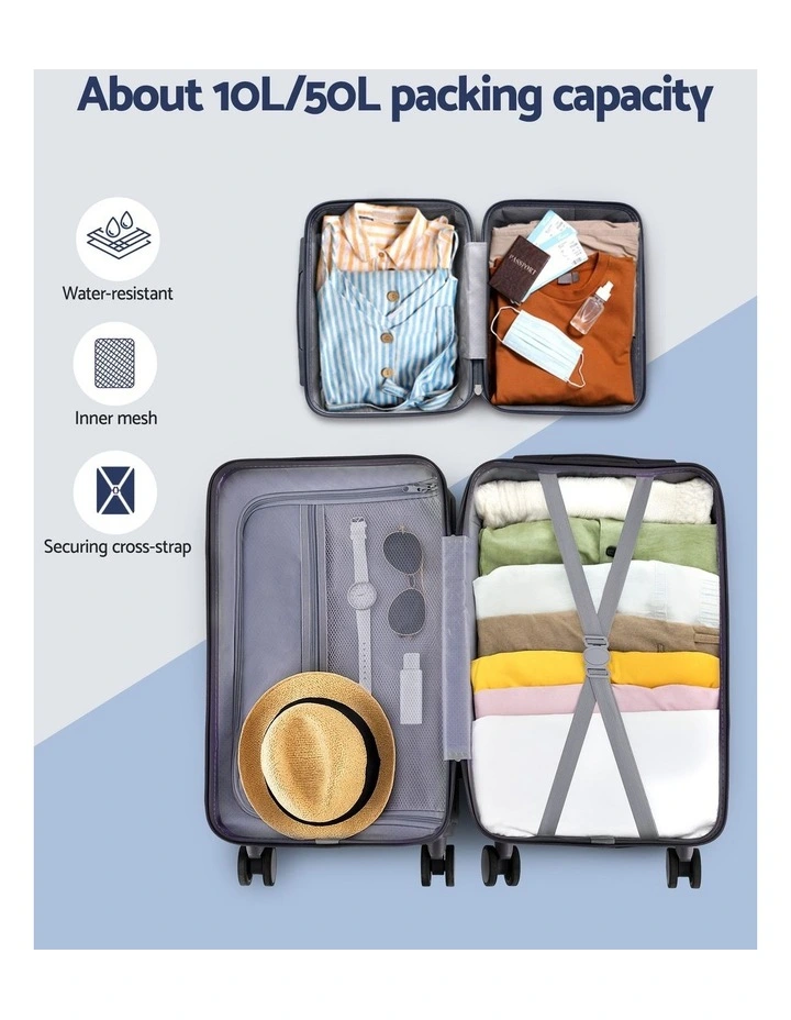 Trunk Luggage Suitcase 2 Pieces in Navy image 7