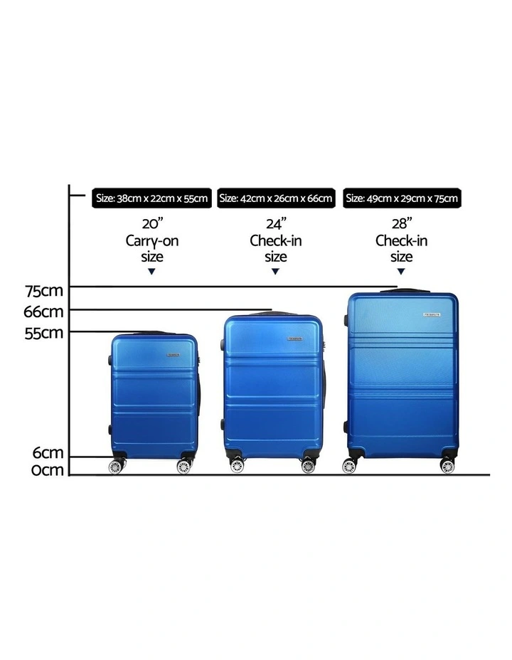Luggage Trolley Set 3 Pieces in Lightweight Blue image 2
