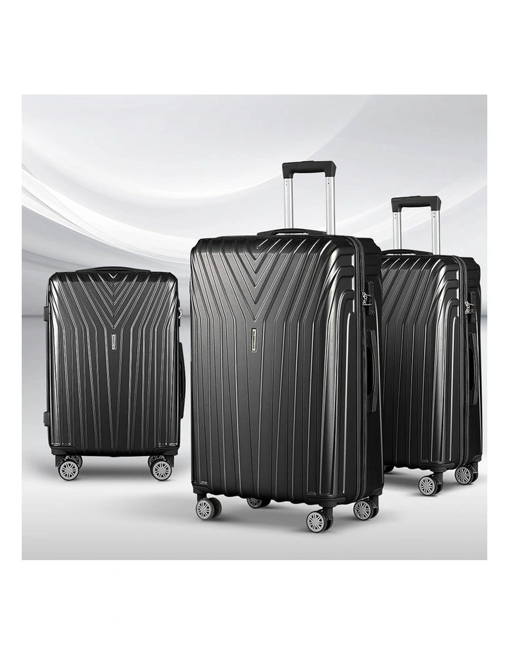 Luggage Trolley Set 3 Pieces in Black image 2