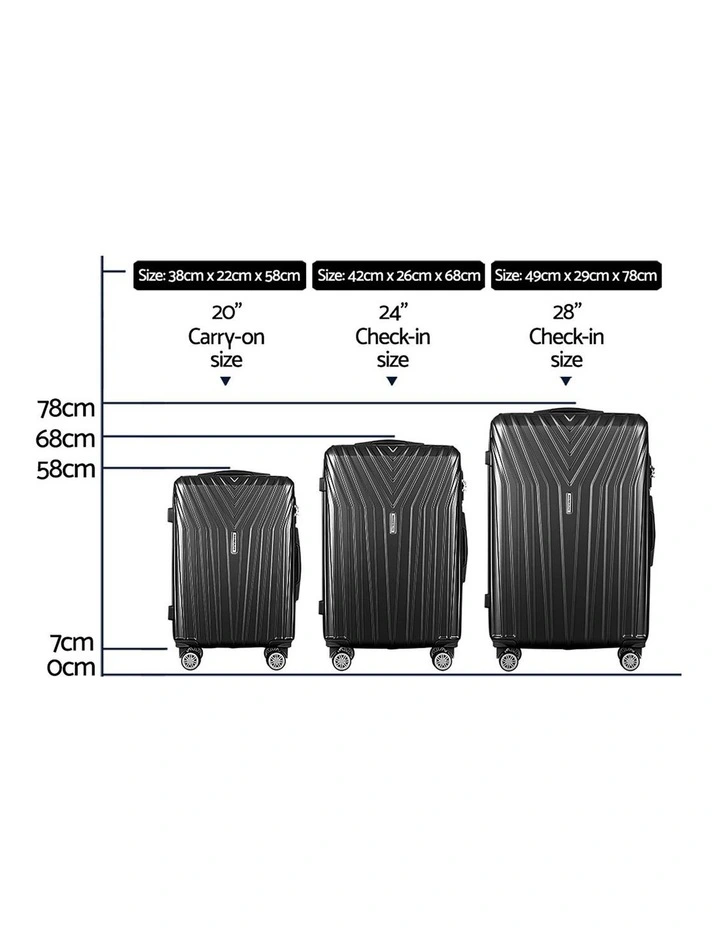 Luggage Trolley Set 3 Pieces in Black image 4