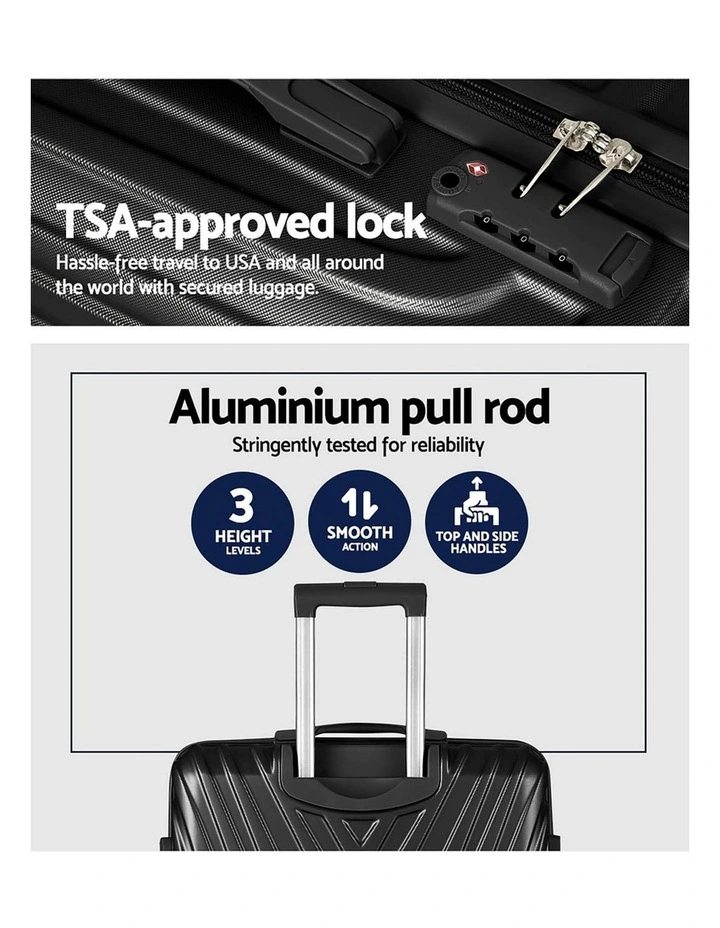 Luggage Trolley Set 3 Pieces in Black image 5
