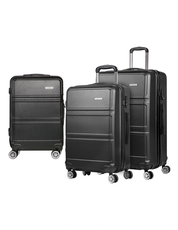 Travel TSA Carry On Hard Case Lightweight Luggage Trolley Set Suitcase in Black image 1