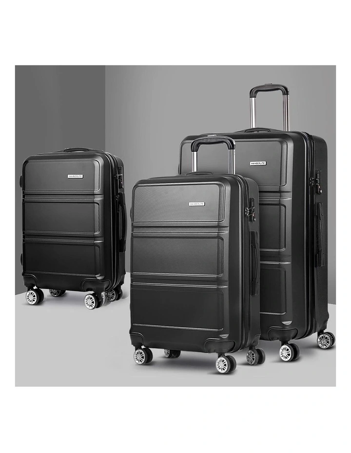 Travel TSA Carry On Hard Case Lightweight Luggage Trolley Set Suitcase in Black image 2