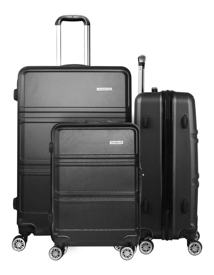 Travel TSA Carry On Hard Case Lightweight Luggage Trolley Set Suitcase in Black image 3