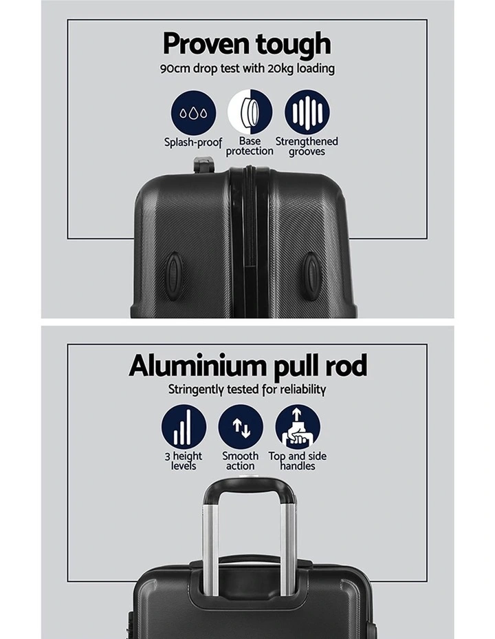Travel TSA Carry On Hard Case Lightweight Luggage Trolley Set Suitcase in Black image 5