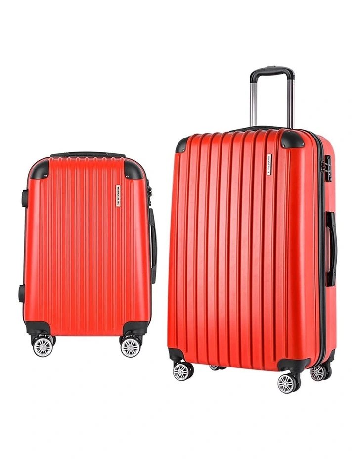 Carry On TSA Hard Case Lightweight Suitcase Luggage Trolley Travel Set of 2 in Red image 1