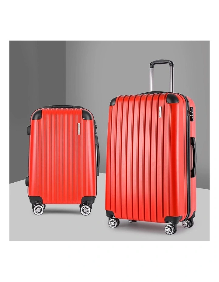 Carry On TSA Hard Case Lightweight Suitcase Luggage Trolley Travel Set of 2 in Red image 3