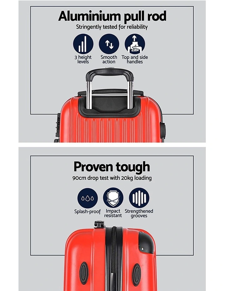Carry On TSA Hard Case Lightweight Suitcase Luggage Trolley Travel Set of 2 in Red image 4
