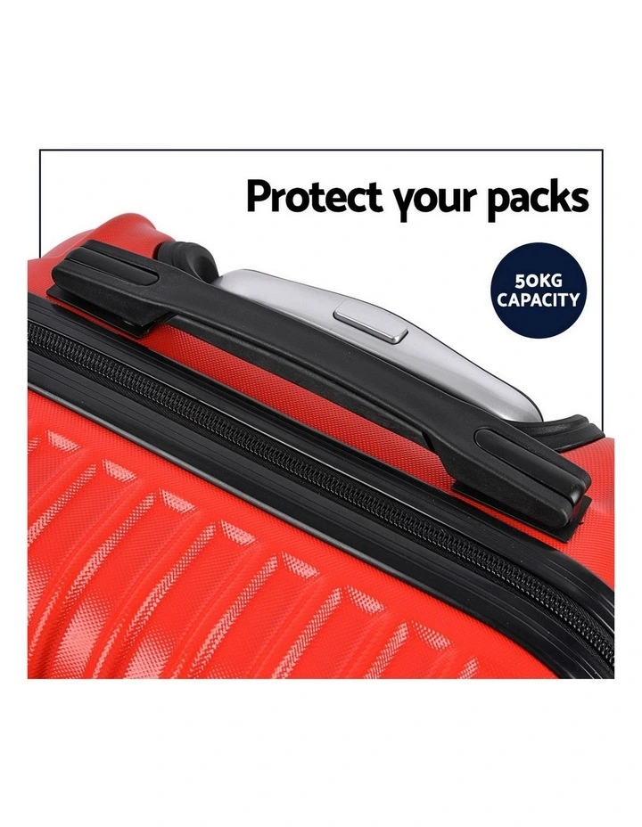 Carry On TSA Hard Case Lightweight Suitcase Luggage Trolley Travel Set of 2 in Red image 6