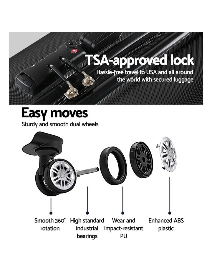 Carry On Hard Case TSA Lock Lightweight 28" Luggage Trolley Travel Set Suitcase 75cm in Black image 6