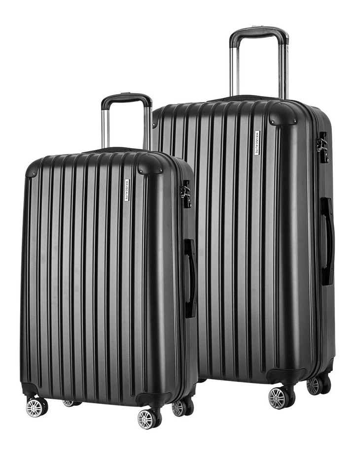 Lightweight Travel Suitcase Carry On Hard Case Luggage Trolley Set 2 Pieces in Black image 3