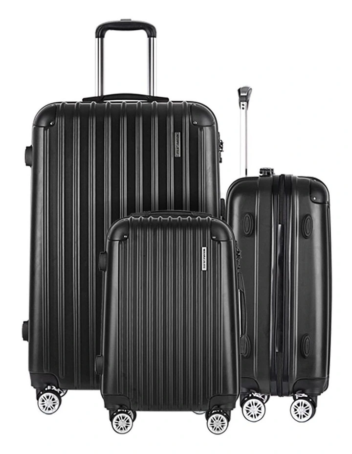 Carry On Hard Case TSA Lightweight Luggage Trolley Set Travel Suitcase 3 Piece in Black image 7