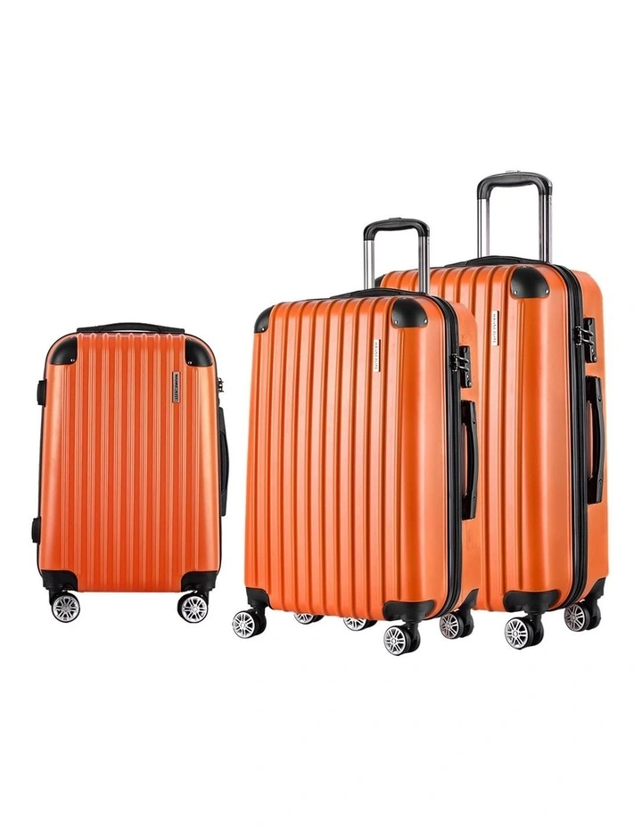 Carry On TSA Lock Hard Case Lightweight Luggage Trolley Set Suitcase in Orange image 1