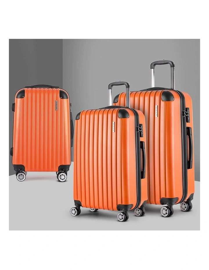 Carry On TSA Lock Hard Case Lightweight Luggage Trolley Set Suitcase in Orange image 2