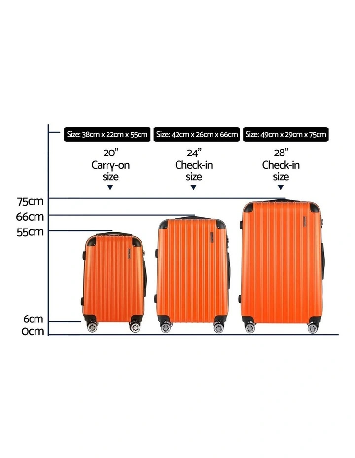 Carry On TSA Lock Hard Case Lightweight Luggage Trolley Set Suitcase in Orange image 4