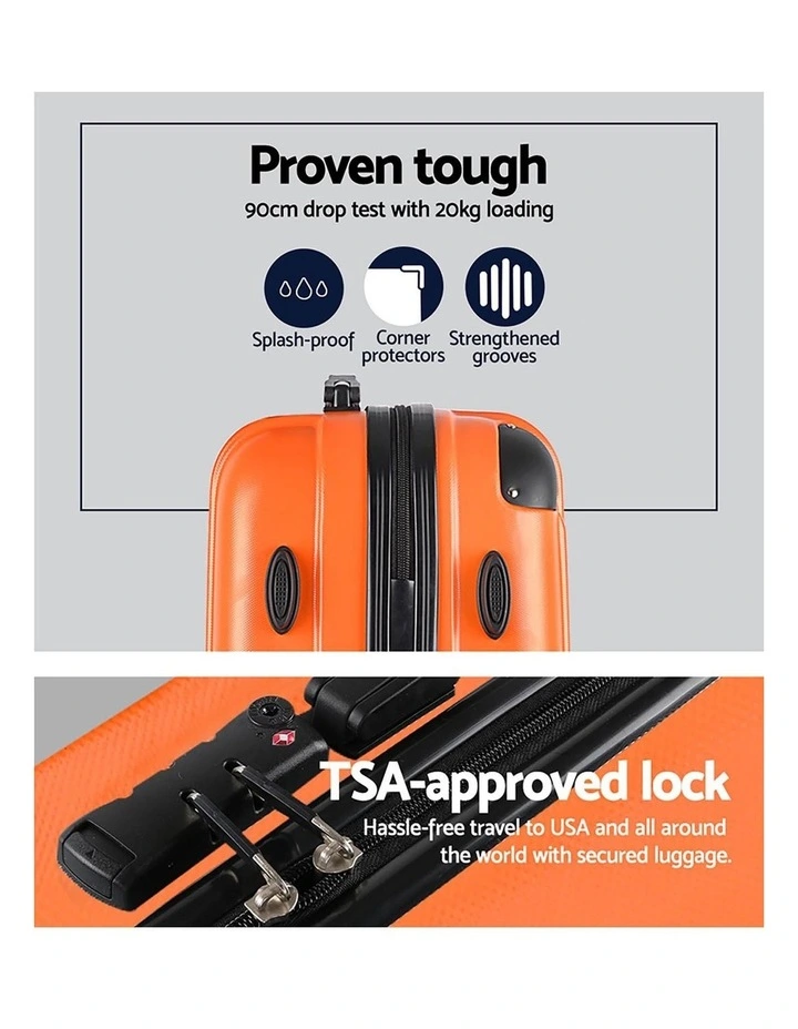 Carry On TSA Lock Hard Case Lightweight Luggage Trolley Set Suitcase in Orange image 5