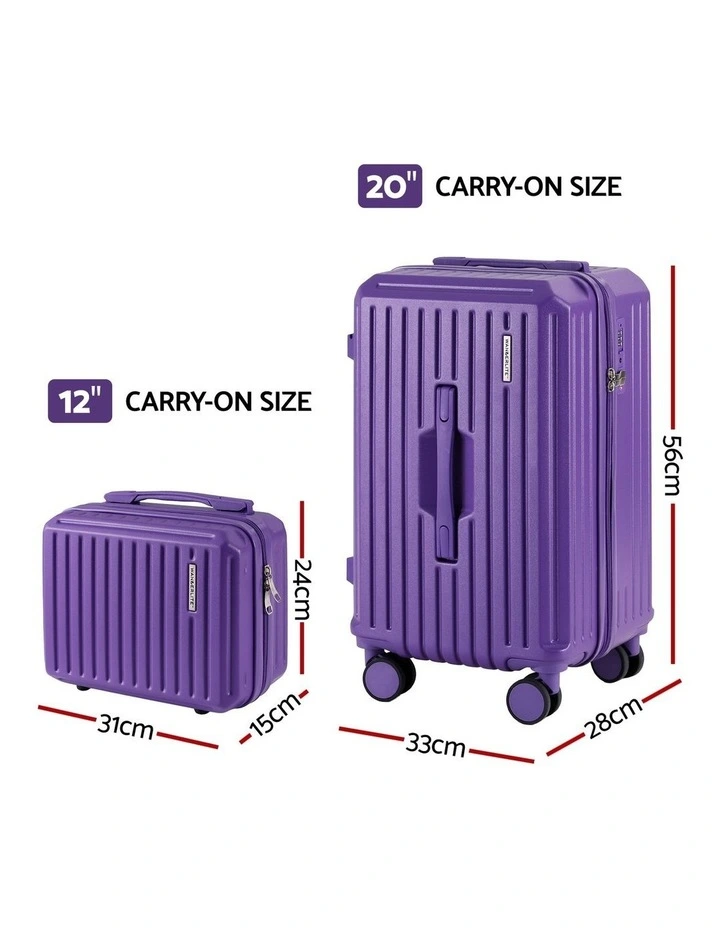 Travel Carry On TSA Lock 12 20 Trunk Luggage Suitcase 2 Pieces in Purple image 4