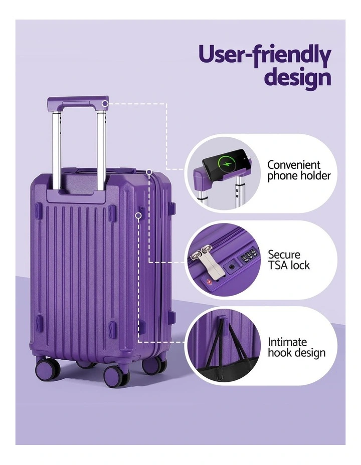 Travel Carry On TSA Lock 12 20 Trunk Luggage Suitcase 2 Pieces in Purple image 6
