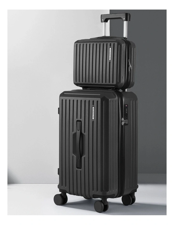 Travel Carry On TSA Lock 12 20 Trunk Luggage Set Suitcase 2 Piece in Black image 2