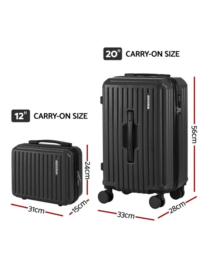 Travel Carry On TSA Lock 12 20 Trunk Luggage Set Suitcase 2 Piece in Black image 4