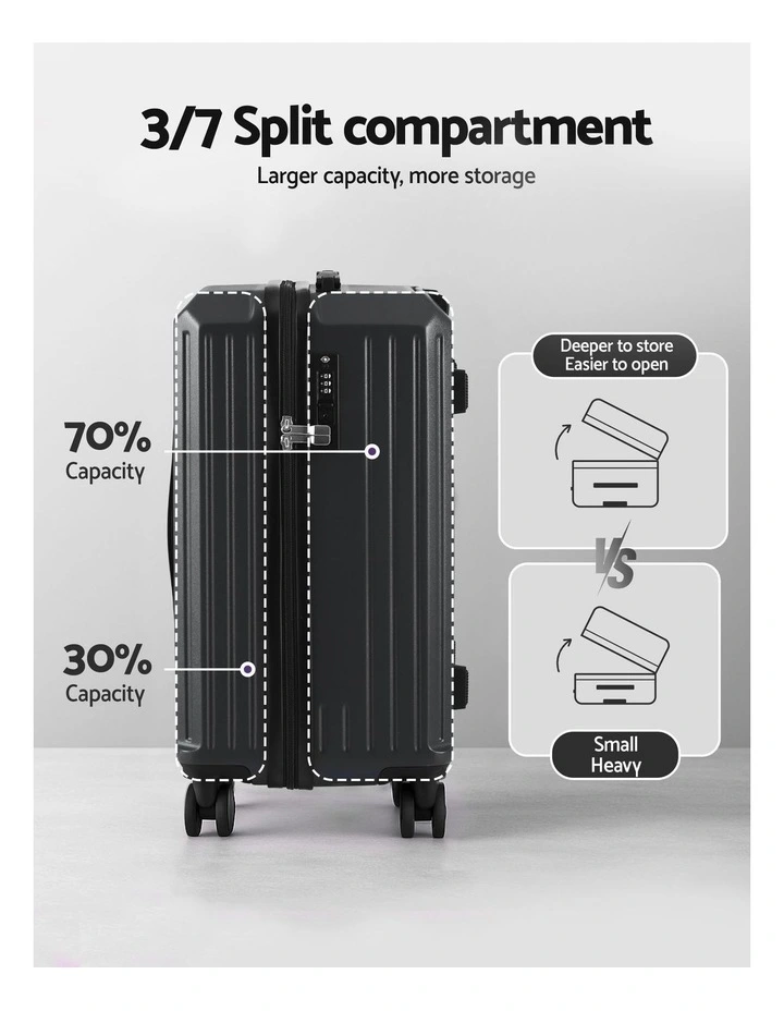 Travel Carry On TSA Lock 12 20 Trunk Luggage Set Suitcase 2 Piece in Black image 5