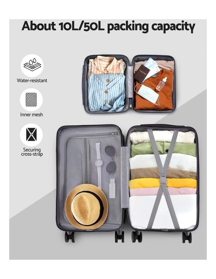 Travel Carry On TSA Lock 12 20 Trunk Luggage Set Suitcase 2 Piece in Black image 7