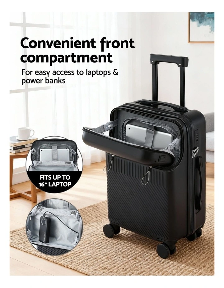 20 Carry-On Front Pocket Luggage in Black image 5