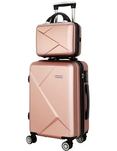 Carry on TSA Lock 12 20 Travel Luggage Set Trolley Suitcase 2 Piece in Rose Gold