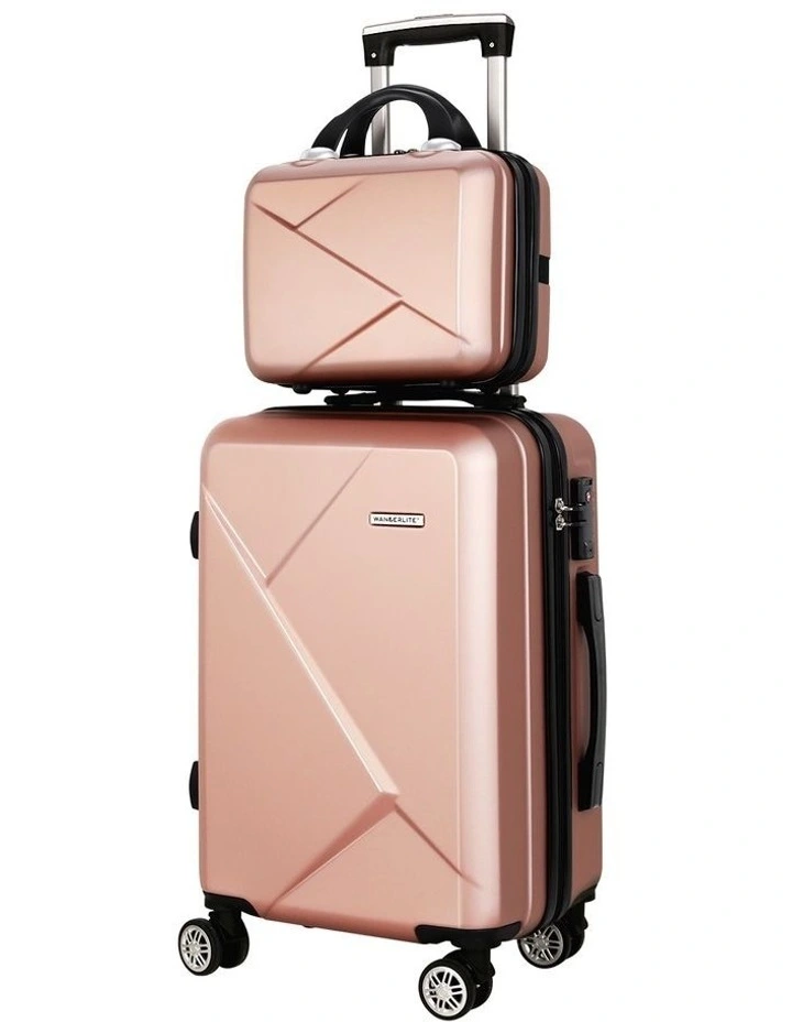 Carry on TSA Lock 12 20 Travel Luggage Set Trolley Suitcase 2 Piece in Rose Gold image 1
