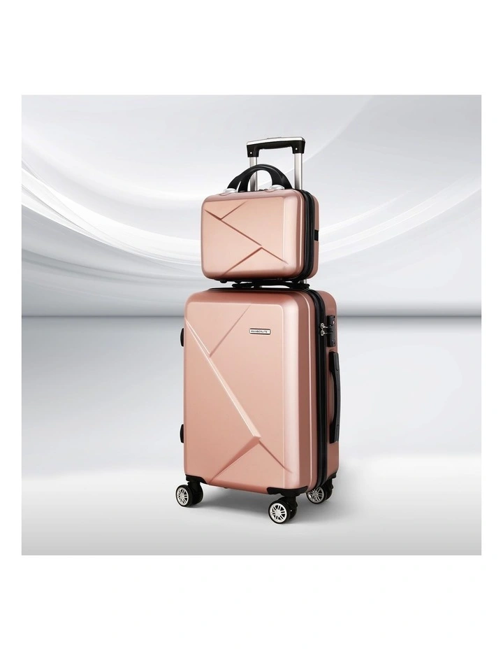 Carry on TSA Lock 12 20 Travel Luggage Set Trolley Suitcase 2 Piece in Rose Gold image 2