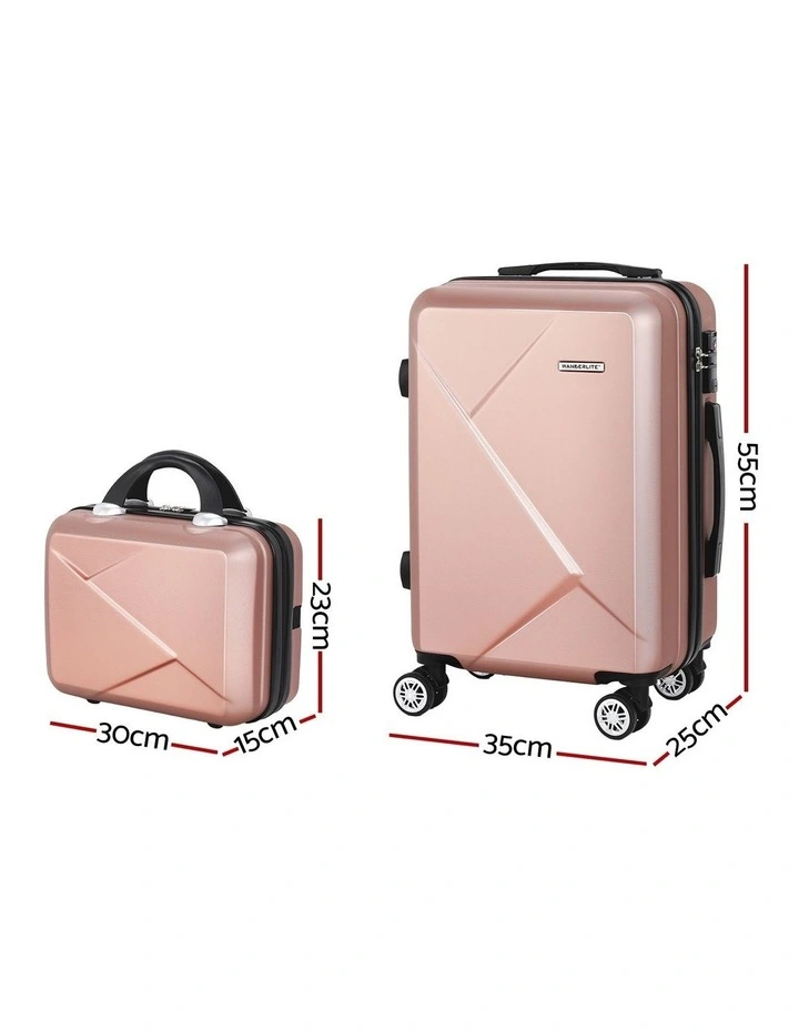 Carry on TSA Lock 12 20 Travel Luggage Set Trolley Suitcase 2 Piece in Rose Gold image 4