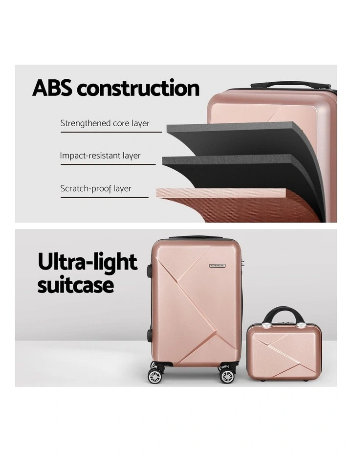 Carry on TSA Lock 12 20 Travel Luggage Set Trolley Suitcase 2 Piece in Rose Gold image 5