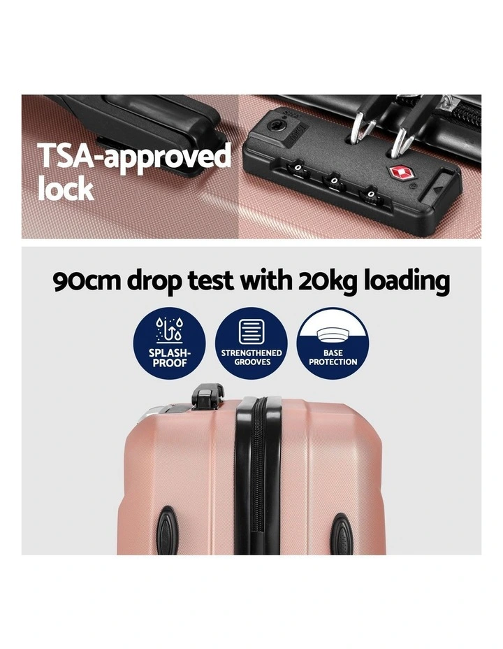 Carry on TSA Lock 12 20 Travel Luggage Set Trolley Suitcase 2 Piece in Rose Gold image 6