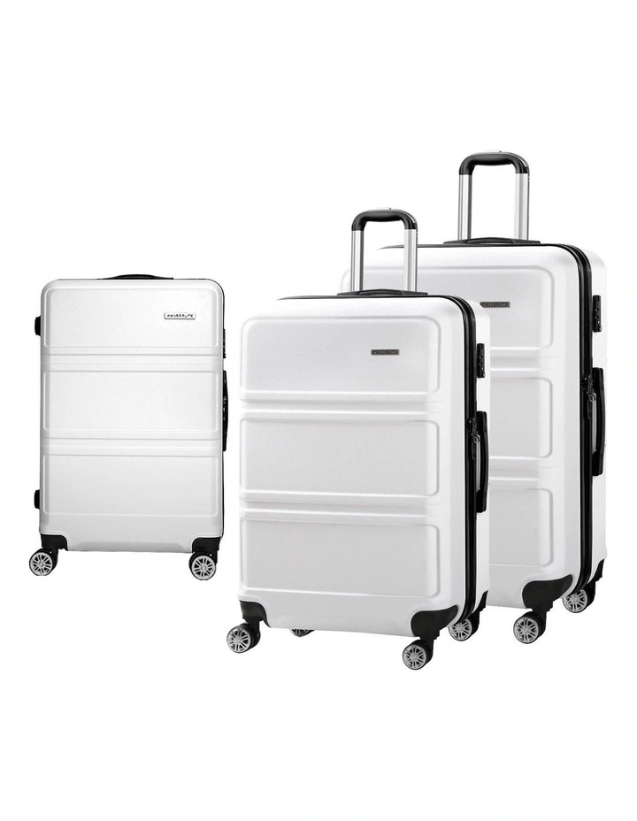TSA Carry On Hard Case Lightweight Luggage Trolley Set Suitcase 3 Piece in White image 1