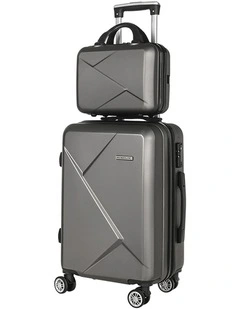 Carry On TSA Lock 12 20 Trolley Travel Luggage Set Suitcase 2 Piece in Dark Grey