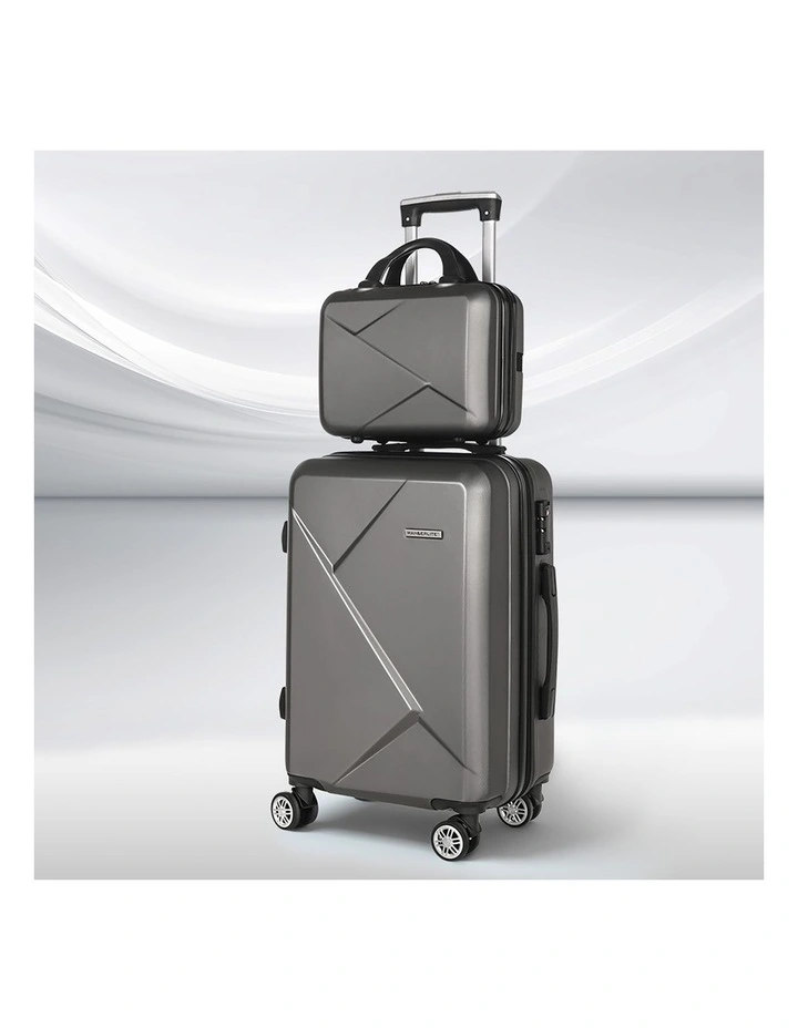 Carry On TSA Lock 12 20 Trolley Travel Luggage Set Suitcase 2 Piece in Dark Grey image 2