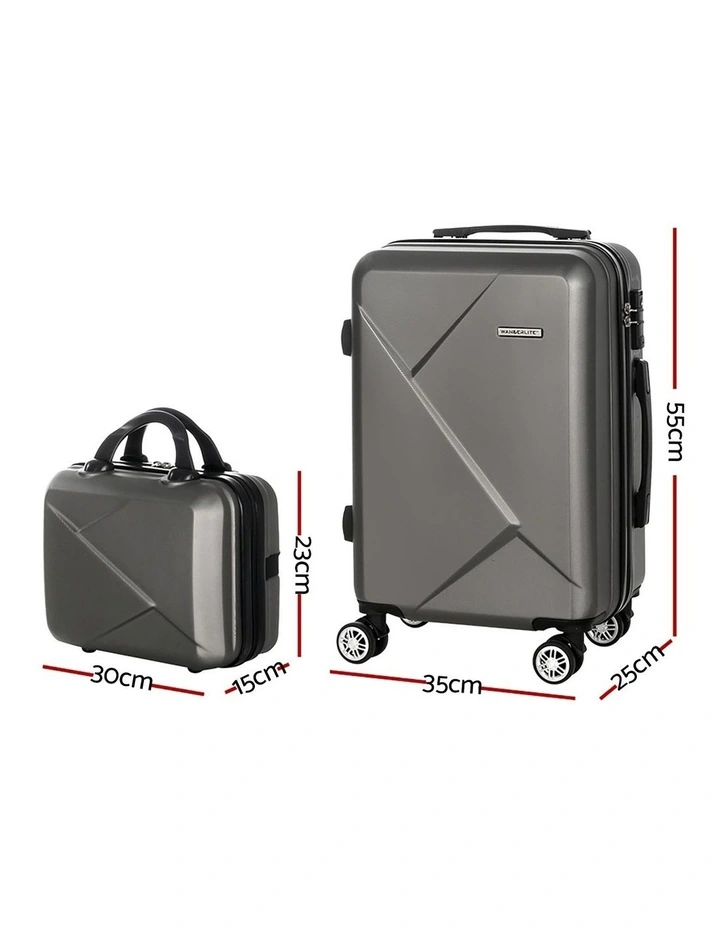 Carry On TSA Lock 12 20 Trolley Travel Luggage Set Suitcase 2 Piece in Dark Grey image 4