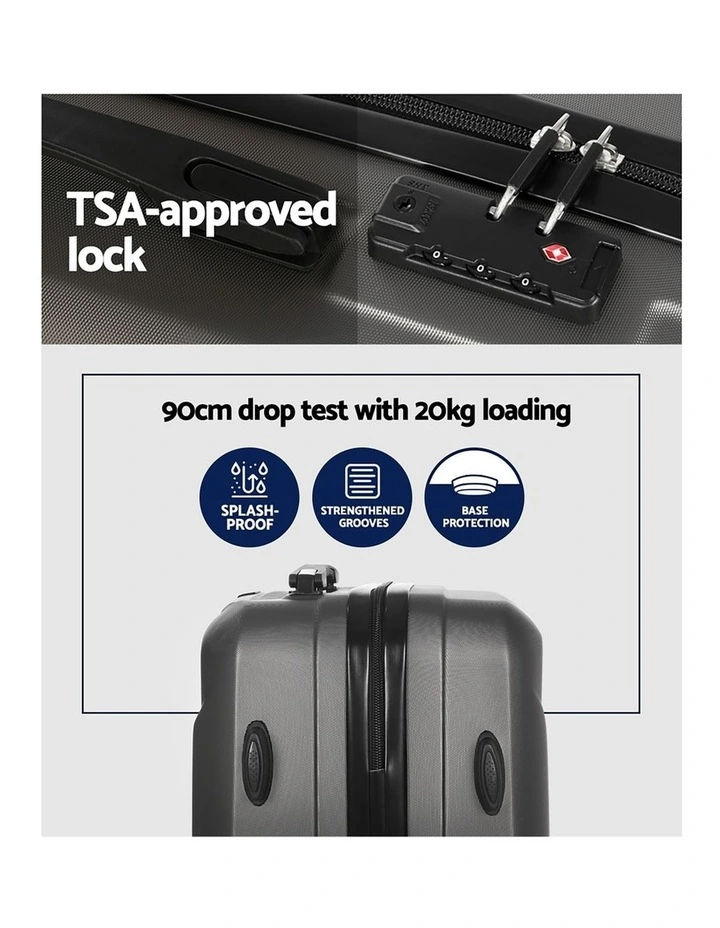 Carry On TSA Lock 12 20 Trolley Travel Luggage Set Suitcase 2 Piece in Dark Grey image 6