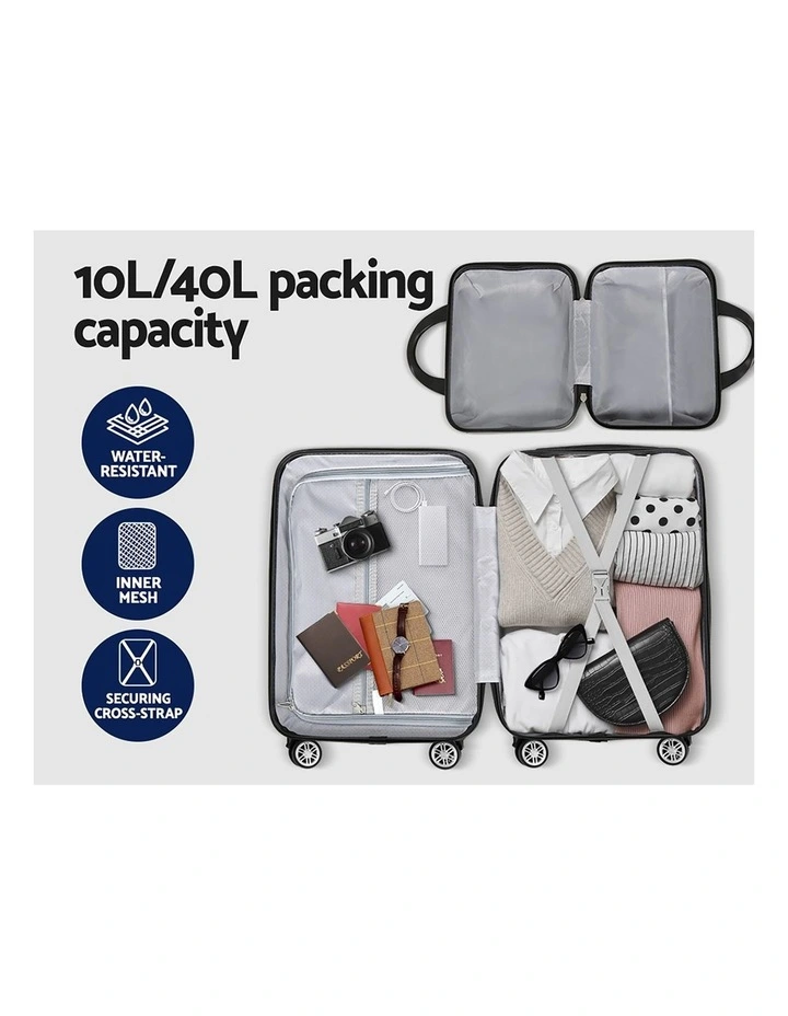 Carry On TSA Lock 12 20 Trolley Travel Luggage Set Suitcase 2 Piece in Dark Grey image 7