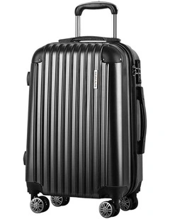 Carry On Hard Shell Lightweight 20 Luggage Trolley Travel Set Suitcase 55cm in Black