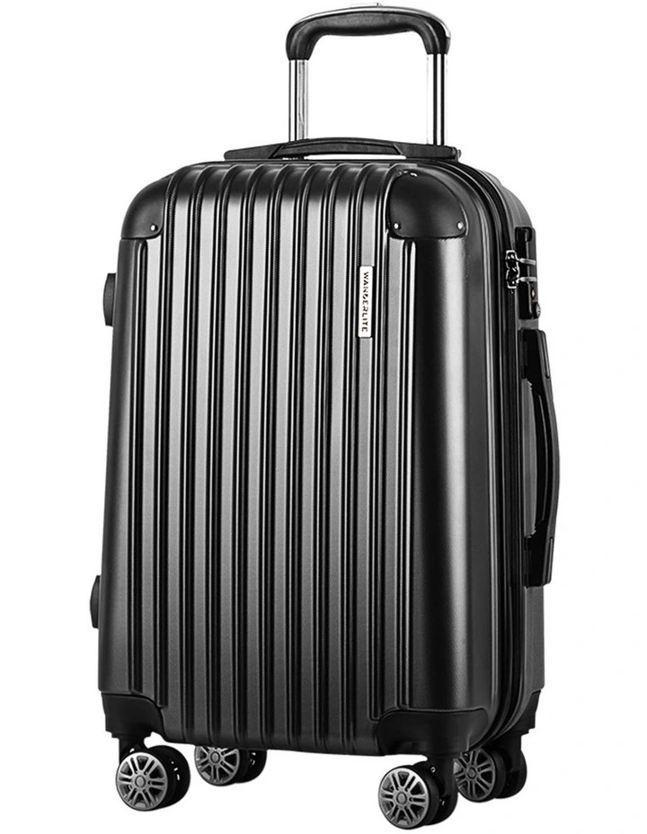 Carry On Hard Shell Lightweight 20 Luggage Trolley Travel Set Suitcase 55cm in Black image 1