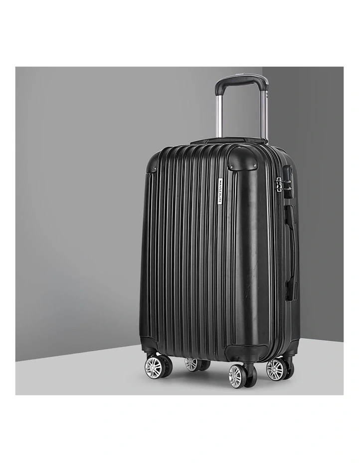 Carry On Hard Shell Lightweight 20 Luggage Trolley Travel Set Suitcase 55cm in Black image 3