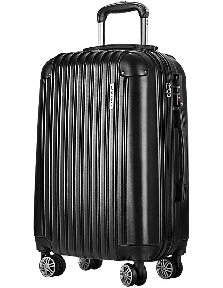 Carry On Hard Case TSA Lock Lightweight Luggage Trolley Travel Set Suitcase 24" 66cm in Black image 1