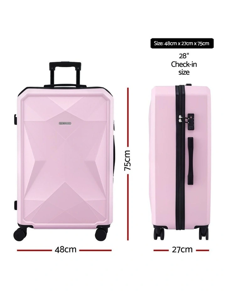 Travel Lightweight TSA Hardshell Luggage Suitcase Trolley 28 inch in Pink image 4