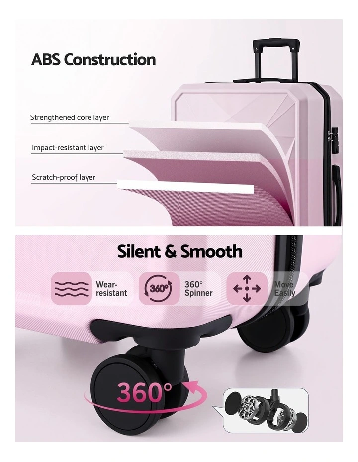 Travel Lightweight TSA Hardshell Luggage Suitcase Trolley 28 inch in Pink image 5