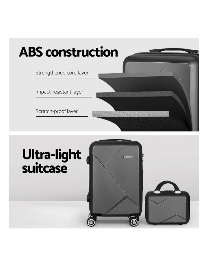 Storage Carry on TSA Lock 12 20 Luggage Set 2 Piece in Black image 5