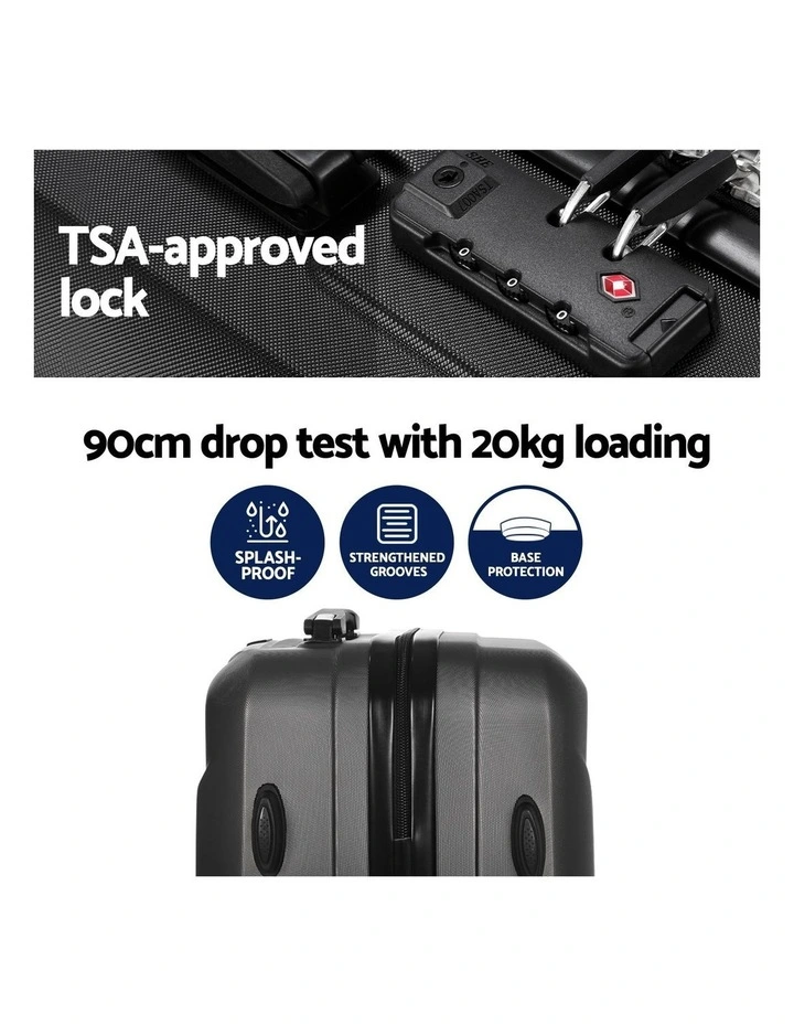 Storage Carry on TSA Lock 12 20 Luggage Set 2 Piece in Black image 6